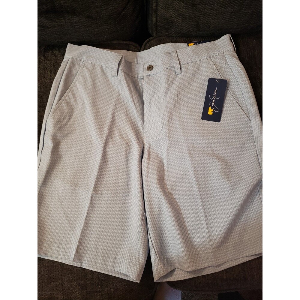 Jack Nicklaus Shorts Men's Sz 32 Blue/Beige Golf Performance Moisture Wicking